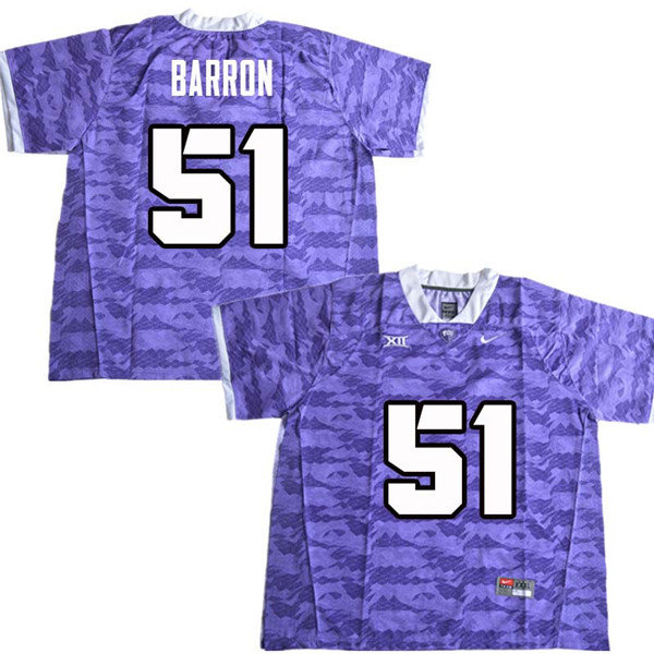 Men #51 Harrison Barron TCU Horned Frogs College Football Jerseys Sale-Purple - Click Image to Close